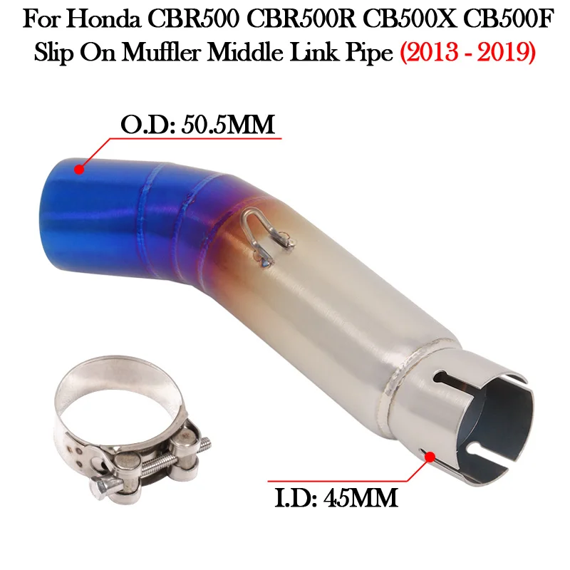Slip-On For HONDA CBR500 CBR500R CB500X CB500F CB CBR 500 500X 500F 500R 2013 - 2019 Motorcycle Exhaust Muffler Middle Link Pipe