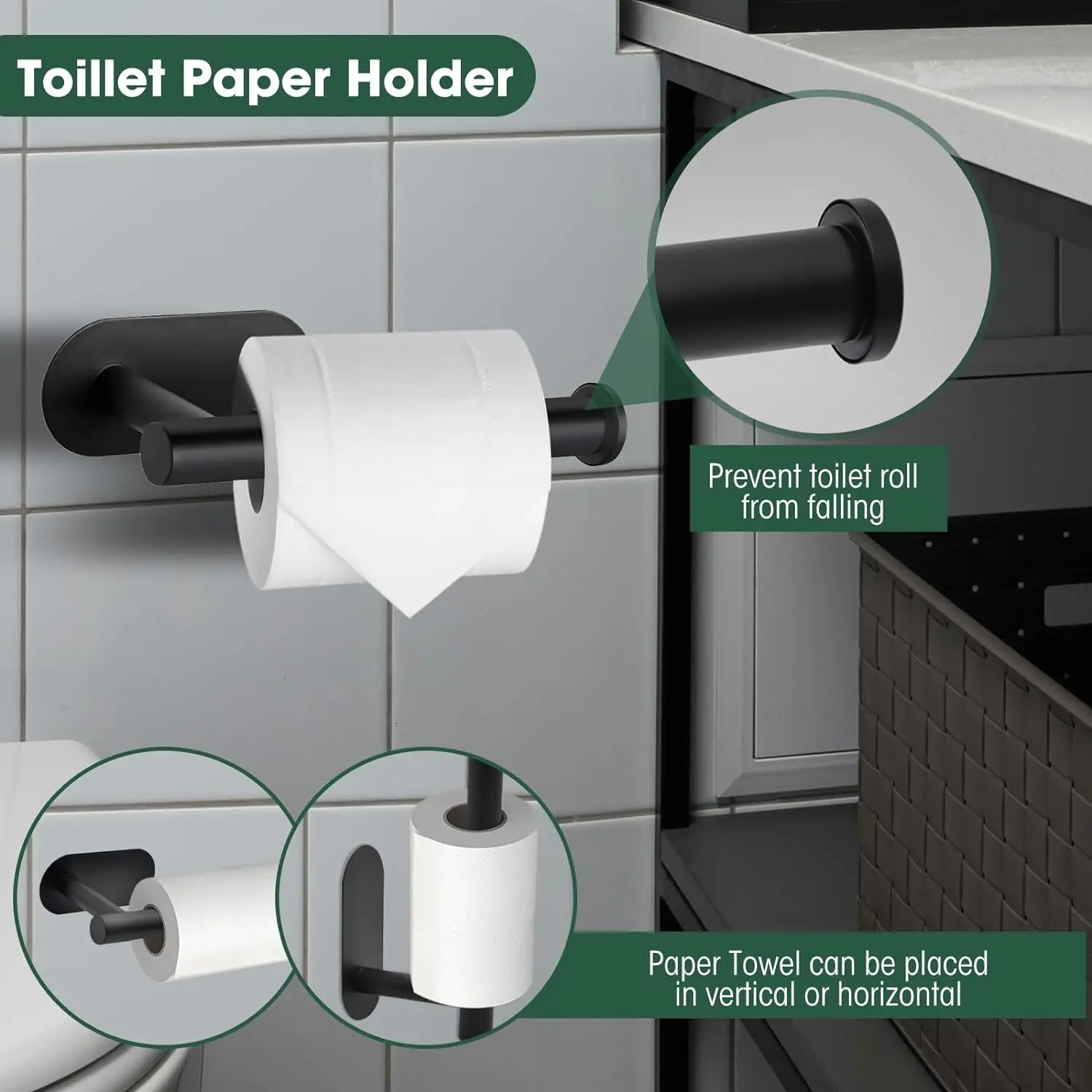 Description Picture 6 of itemBathroom Towel Bar  Set 5 Pieces Brushed Nickel Modern  Bathroom Hardware Set Stainless Steel Wall Mounted