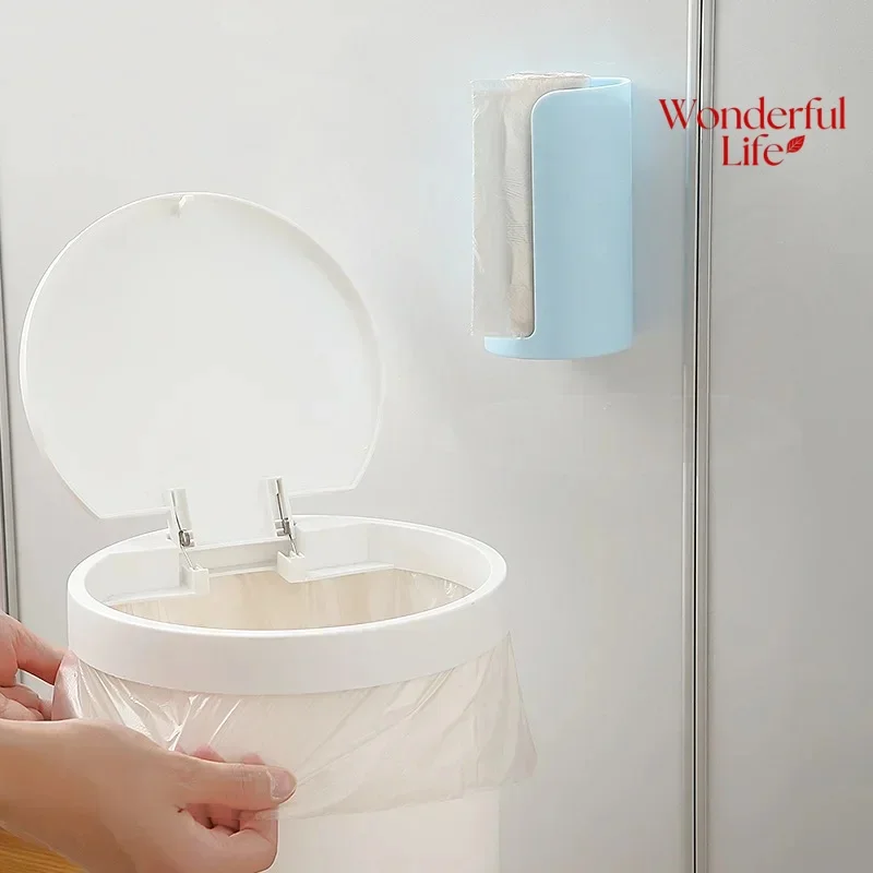 1Pcs Holder Punch-free Self-adhesive Wall-mounted Garbage Bags Storage Rack Plastic Bag Organizer