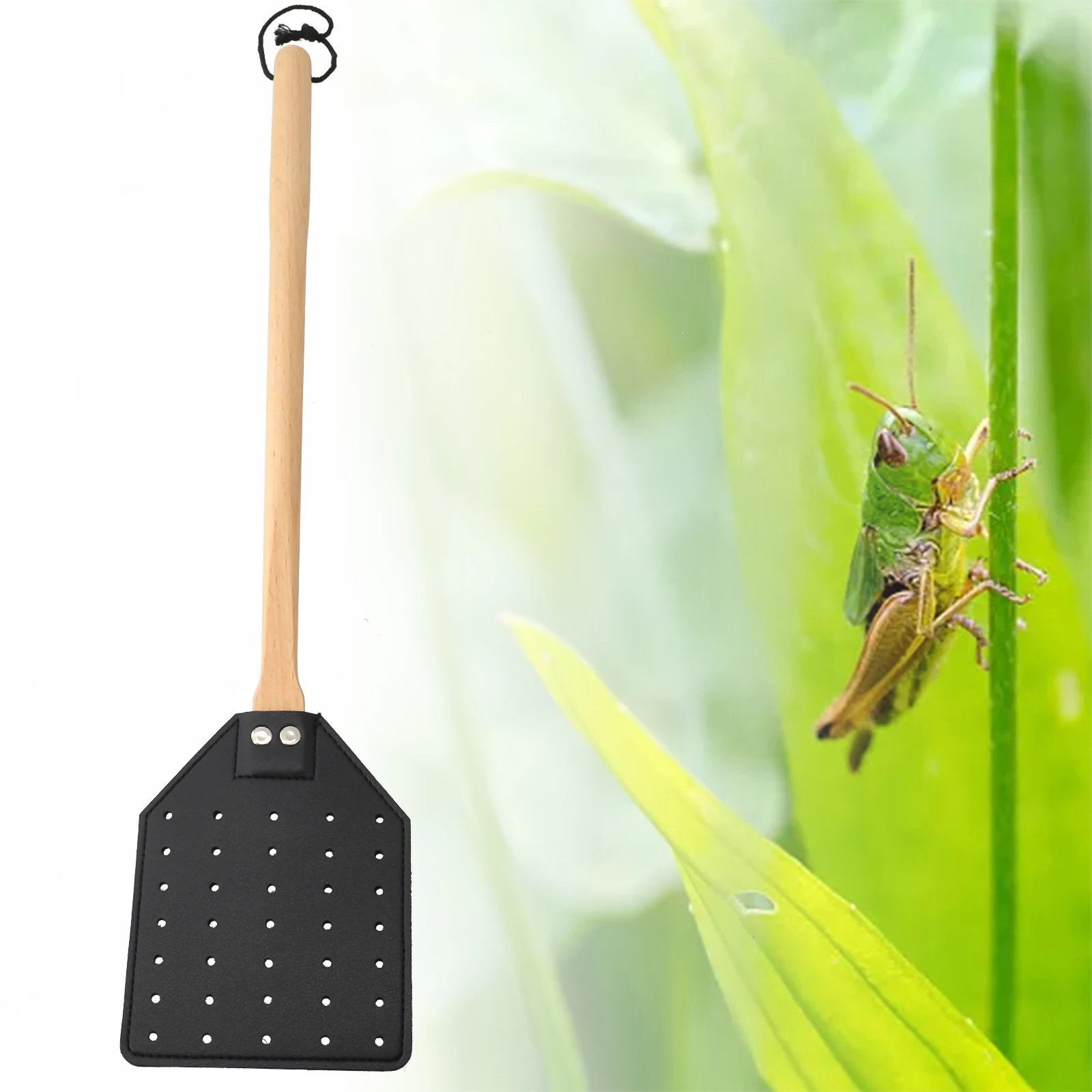 Heavy Duty Leather Fly Swatter 1pc Brown Leather Beech Wood Long Handle Garden Pest Control Products fly swatter