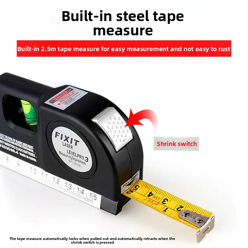 New Laser Level Line Tools and Tripod Multipurpose Adjustable Laser Level Kit Standard Cross Line Lase 8 Feet Measure Tape Ruler