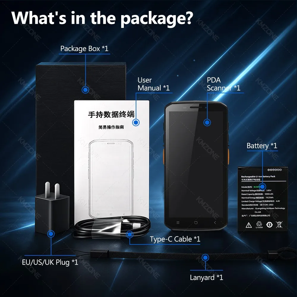 Android 14 MTK6765 PDA Terminal with 1D 2D QR Barcode Scanner Reader NFC 4G64G Wifi GPS Data Collector Mobile Warehouse Device