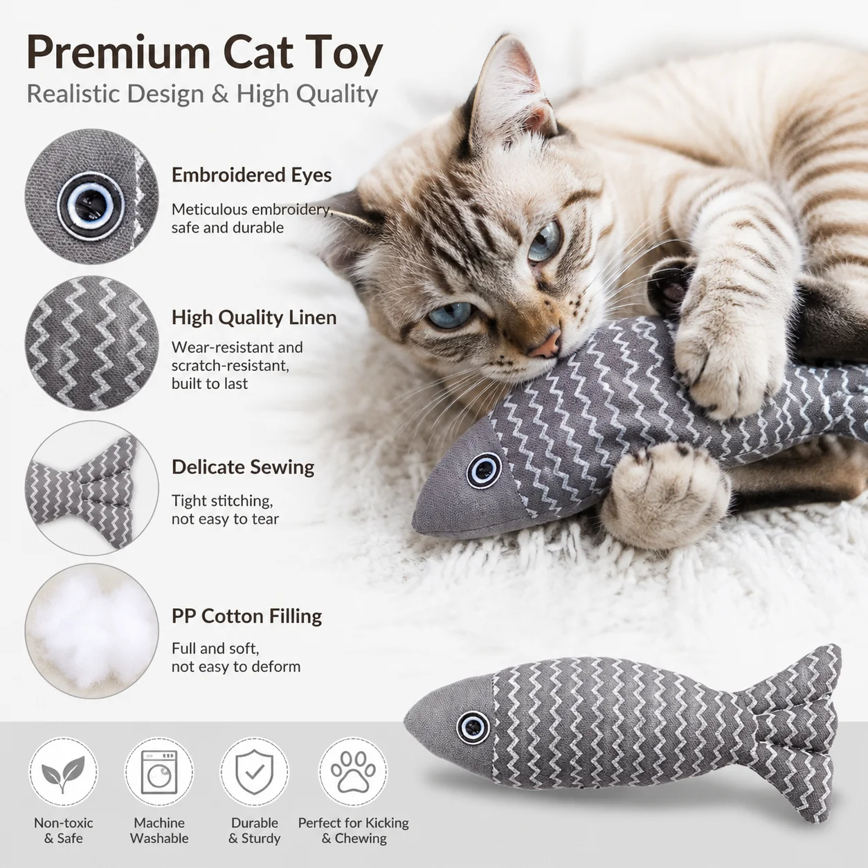 Interactive Fish Cat Toy - Chew & Exercise Pillow