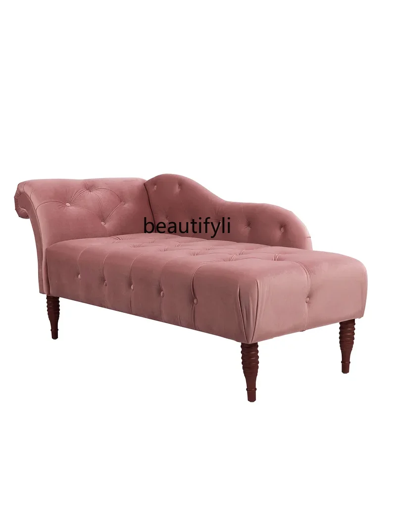 

American Fabric Living Room Chaise Longue Nordic Minimalist Bedroom Chaise Bed French Style Study Leisure Recliner Beauty Bed