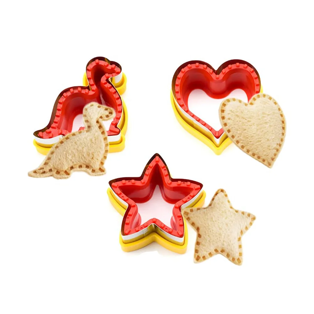 1/2/3/4/5/6PCS Geometric Sandwich Cutter and Sealer Set Food-Grade PP Sandwich Cutting Sealing Mould for Children