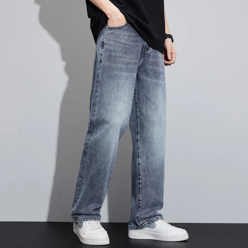 Men's Loose Wide Leg Trendy Versatile Pants Straight Brand All Matching Young Pants High Quality Summer Autumn Denim Jeans 3