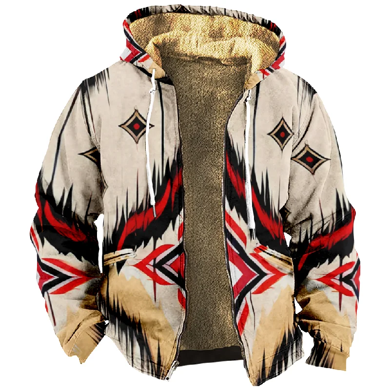 New Creative Cotton Coat Hooded Sweater Casual Print Long Sleeve Zipper Sweater Thick Cotton Coat Winter a02