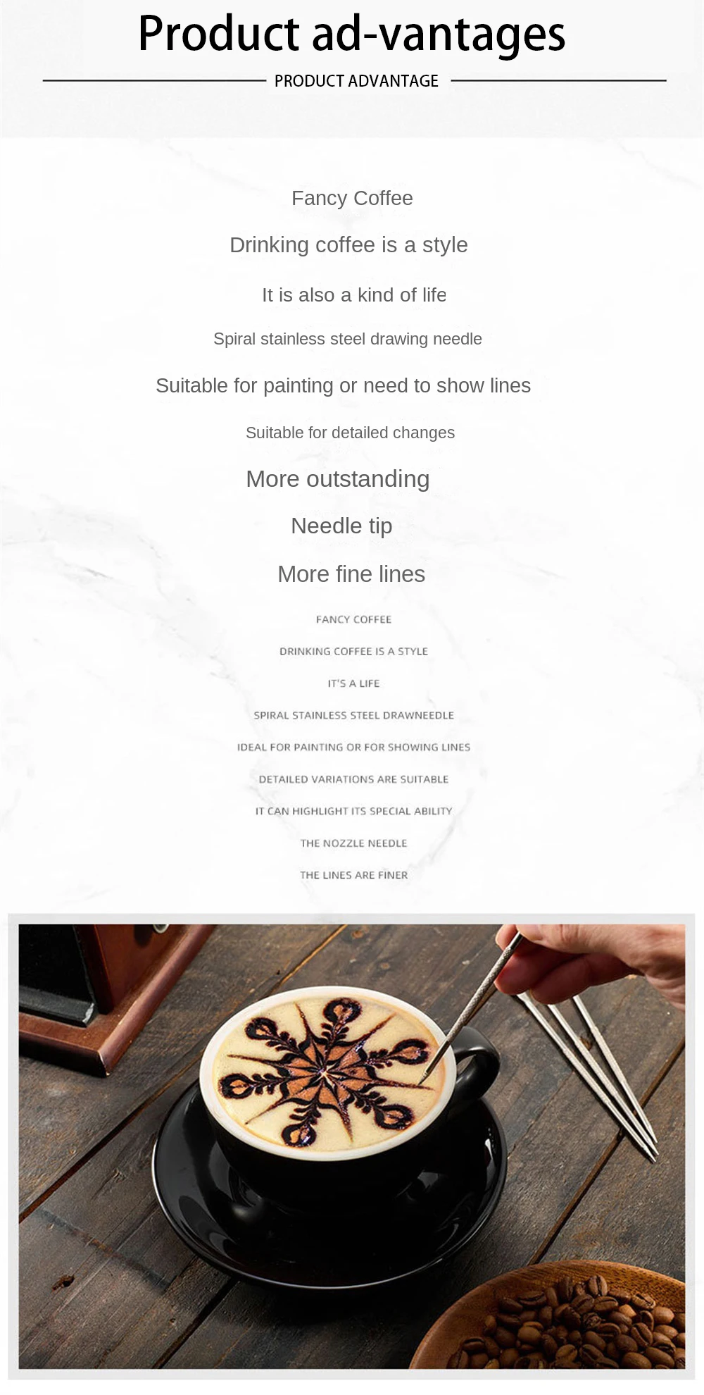 Description Picture 4 of itemset Stainless Steel Chocolate Shaker Cocoa Flour Sifter Custom Coffee Stencil Coffee Template Stencil for Drawing Coffee