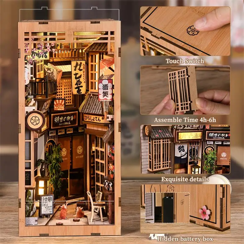 DIY 북 누크 키트 나무 미니어처 인형 집 3D 퍼즐 모델 빌딩 책장 장식 어린이 소녀 생일 재미있는 선물