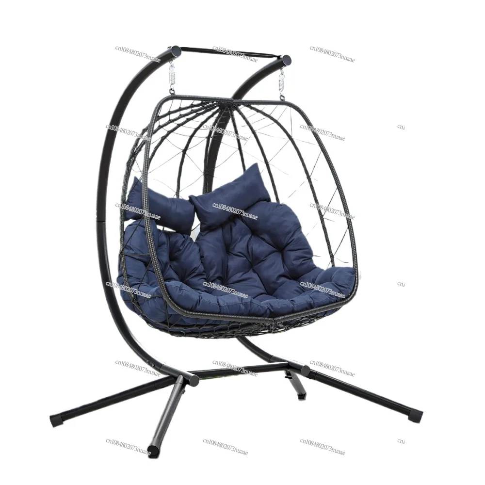 Columpio de mimbre para interior y exterior, silla con soporte para 2 personas, hamaca para huevos, novedad de 2024