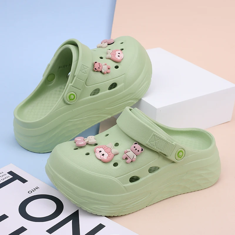 Girls Diy Chunky Platform Sandals for Women Mujer Summer Thick Sole Beach Slippers Woman Non Slip EVA Clogs Garden Shoes