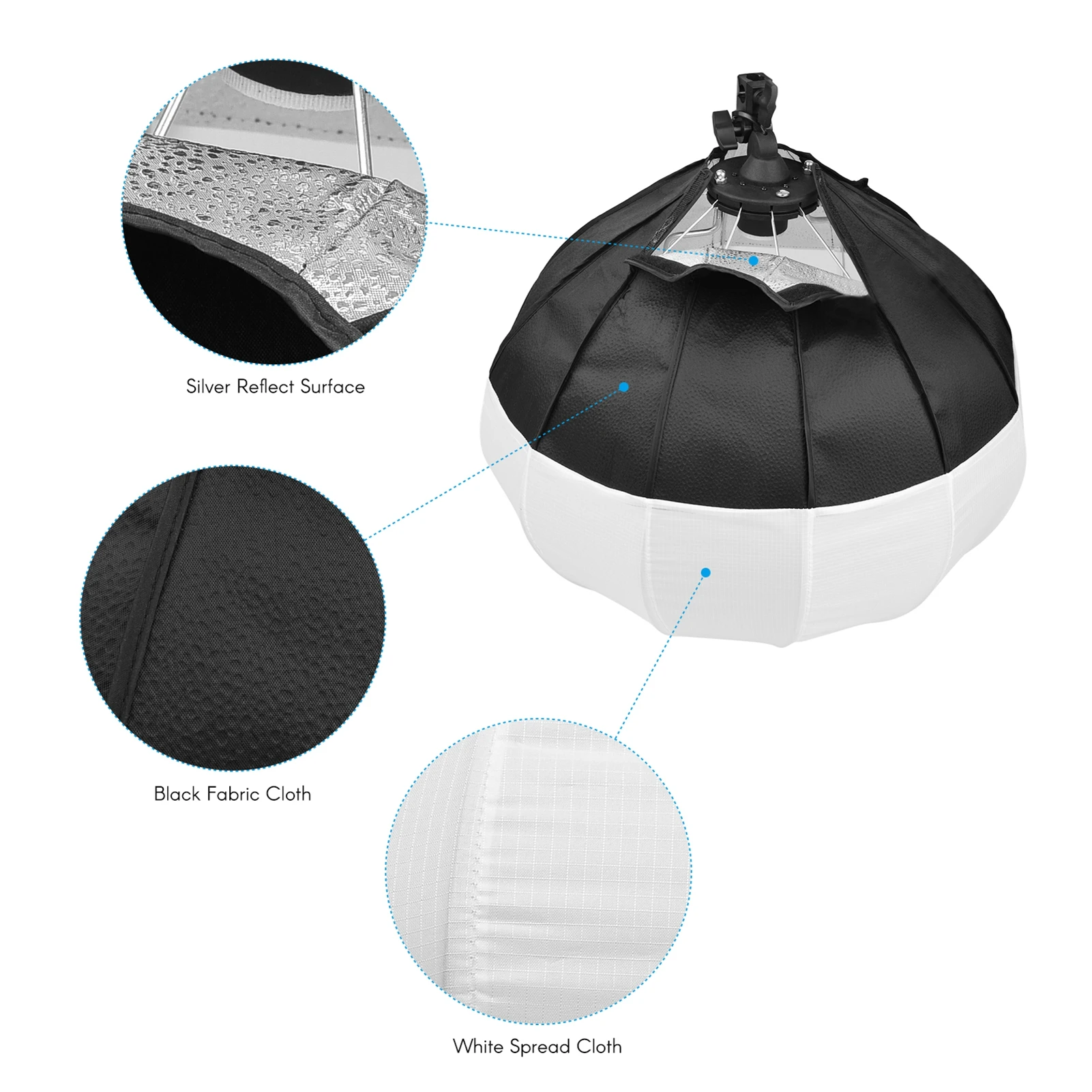 50cm/19.7in 랜턴 소프트박스 구형 접이식 소프트 박스 E27 소켓이 있는 빠른 설치형 라이브 스트리밍 액세서리용 휴대용 가방