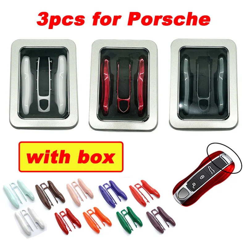 

3Pcs Car Smart Remote Key Case Cover Holder Shell Key Fob ABS Protective Case w/ Gift Box For Porsche Cayenne Panamera 2017-up