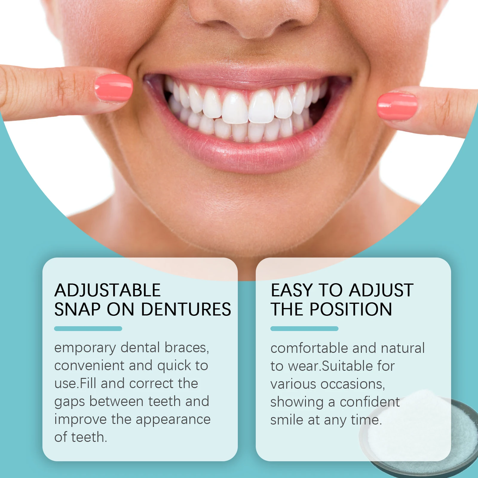 Adjustable Snap-On Dentures - Comfortable & Natural Temporary Tooth Filling Kit, Teeth Gap Correction Set