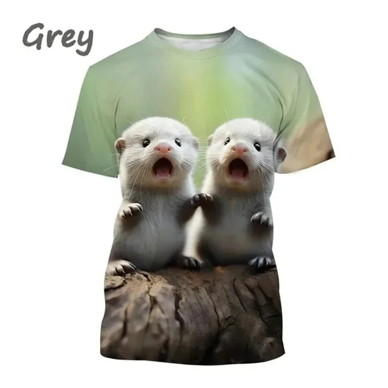 

New Summer 3D Printing Cute Animal Eurasian River Otte T Shirt Lutra Lutra Graphic T-shirts For Men Kid Fashion Funny Tee Shirts