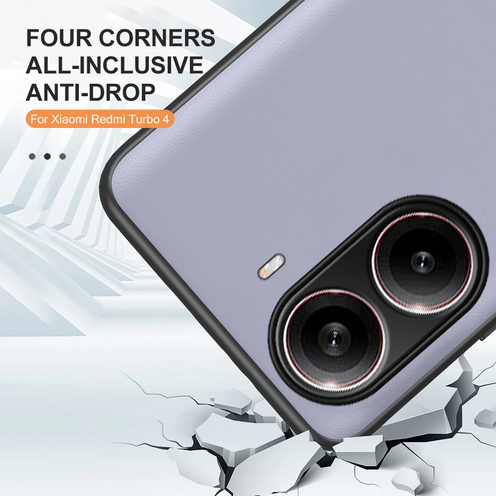 Leather Shockproof Case with Silicone Frame - Soft and Durable Back Cover