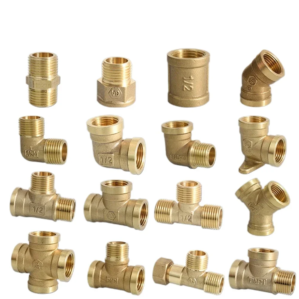 BSP Male Female Thread Brass Pipe Fitting Straight/Tee/Elbow Connector Adapter E