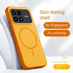 Skin - Friendly Magnetic Phone Case with MagSafe Wireless Charging, Metal Buttons, and Shockproof Design - Poco F8 ultra (Orange)