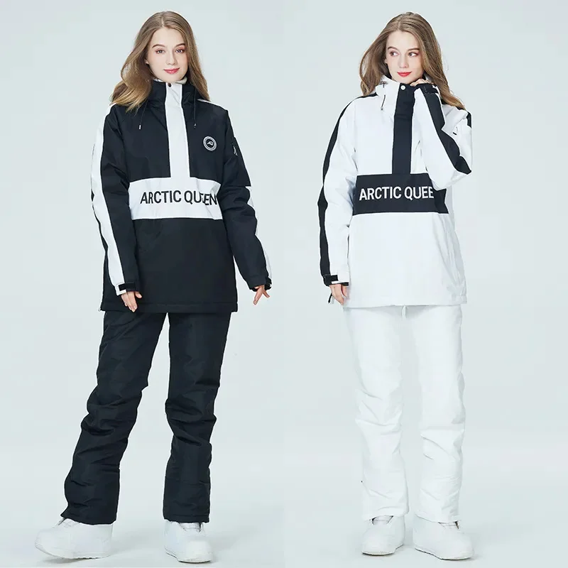 

Windproof and Waterproof Ski Suit for Women, Detachable Bib Pant, Color Matching, Snow Outerwear, Warm Clothing, Winter, New Fas