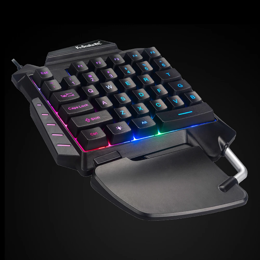 한 손으로 게임용 키보드 인체 공학적 LED RGB 백라이트 PC PS4 Xbox 게임용 휴대용 미니 게임 키패드 게임 컨트롤러
