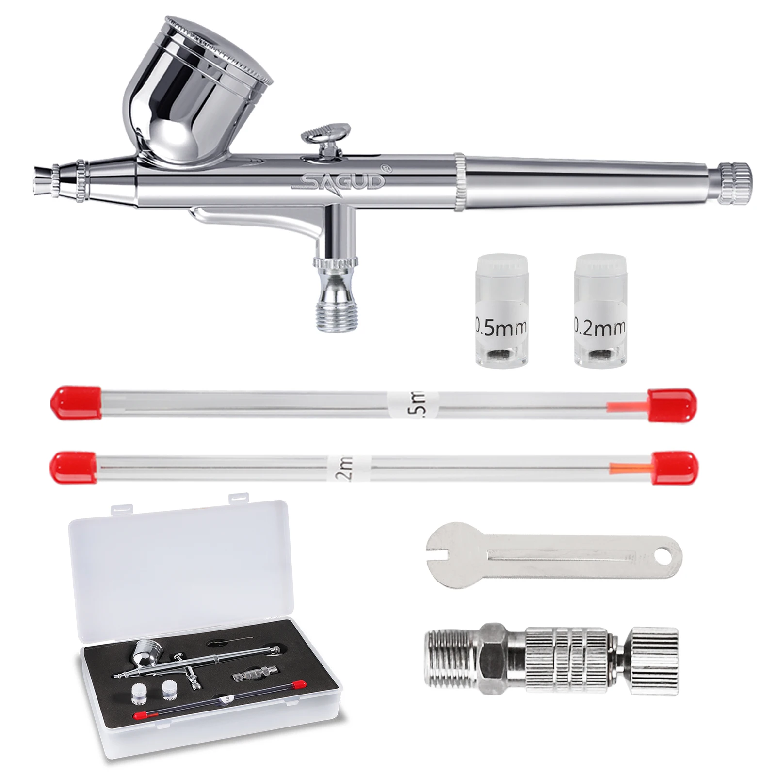 SAGUD Airbrush Kit with Compressor, Professional 0.3mm Gravity Feed  Dual-Action air Brush Painting Set with More Airbrush Accessories for Cake,  Nails