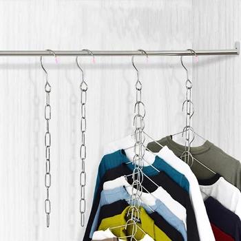 Appendiabiti foro per appendere catena per vestiti ganci per catena appesi in acciaio inossidabile appendiabiti per armadio in tessuto camicie Tidy Save Home Space 1