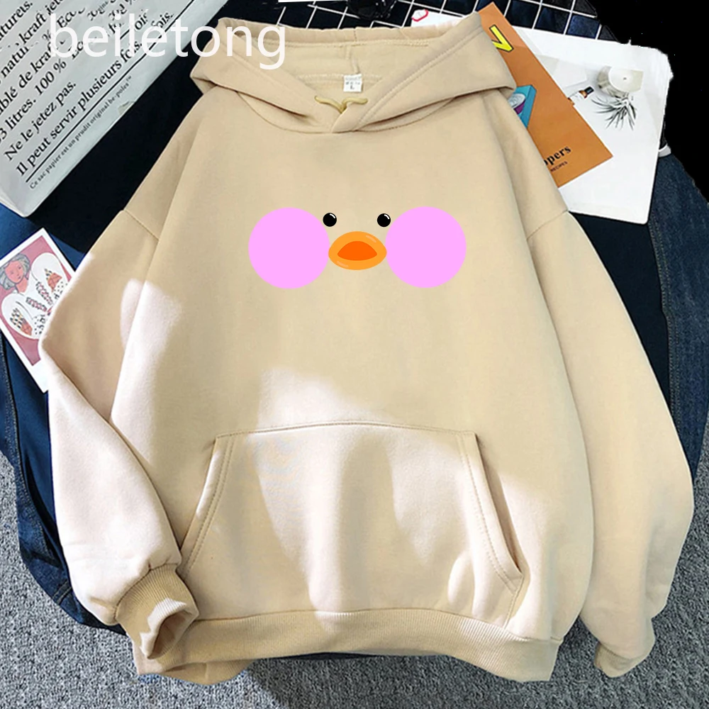 Casual Hoodies  Cute Kawaii Lalafanfan Yellow Duck Hoodies Women Kpop Clothes 2022 Long Sleeve Pullover Aesthetic Sudadera mujer Girls Boys Tops pink bape hoodie Hoodies & Sweatshirts