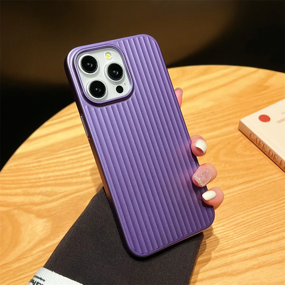 Luxury Stripes Metallic Paint Armor Case - Shockproof Camera Protective Slim Matte Finish