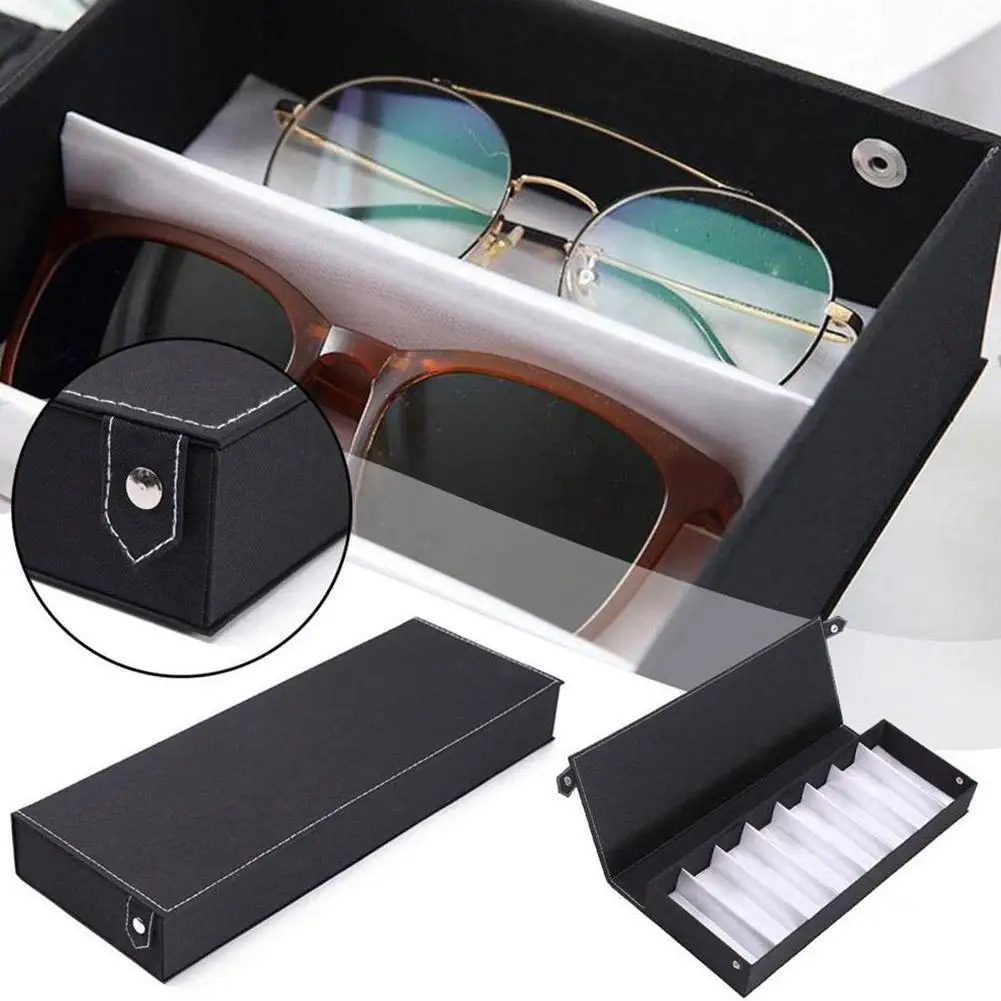 

8 Slot Grids Glasses Case Eyeglass Sunglasses Glasses Quality Box Storage Case Grid Holder Display High Stand Organizer Gla R1E3