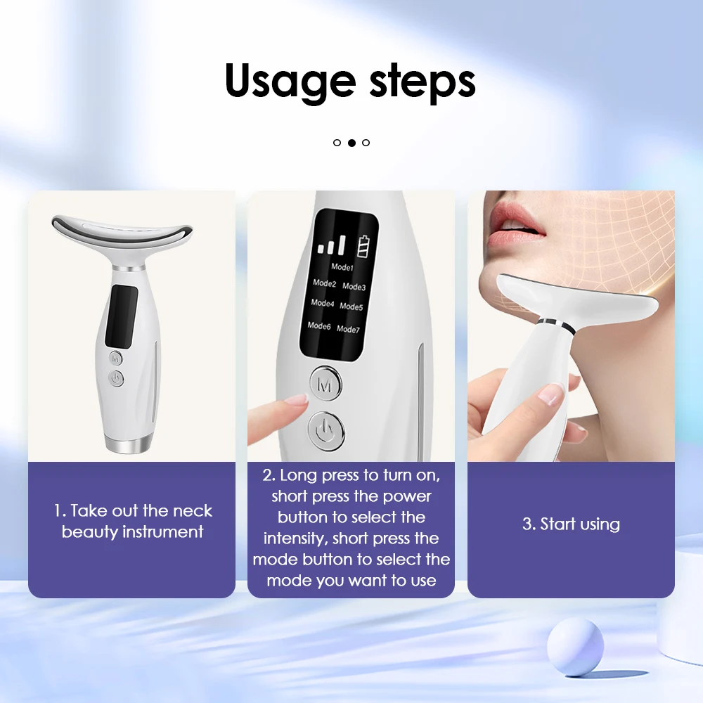US UK Local Stock 7 Color Light Neck Face Beauty Device Skin Tightening Facial Lifting Massager Anti-Wrinkle Double Chin Reducer