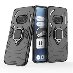 Magnetic Phone Case with Ring Stand Bracket and Back Shell Cover for Plastic (Black)