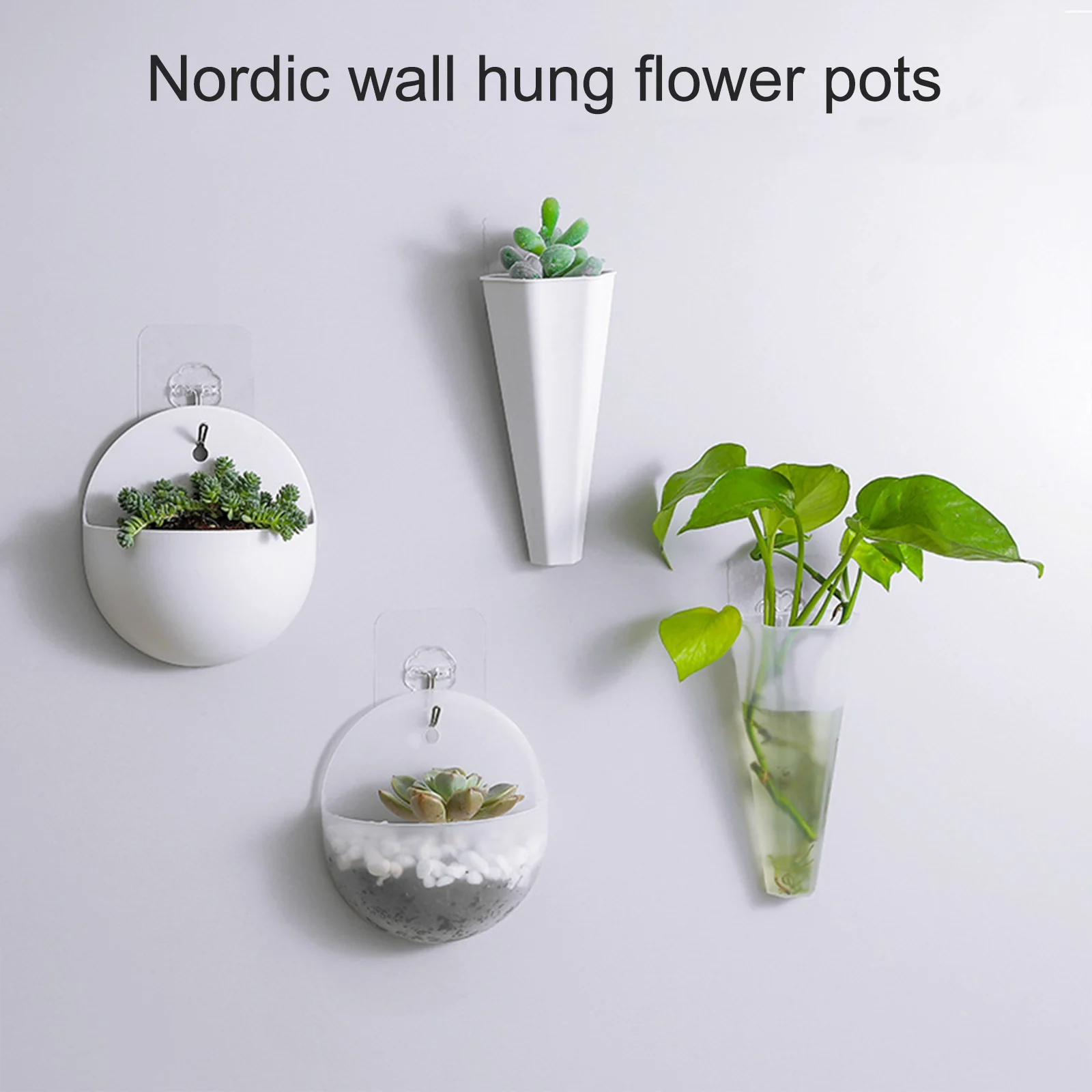 

Hydroponic Semi-circular Flower Pot Set 2Pcs Wall Hanging Garden Plant Pot Household Flower Arrangement