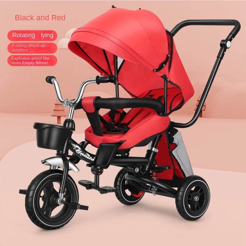 3 In 1 Triciclo Bici Piatto Sdraiato Carrozzina Passeggino Trike Bicicletta Sedile Regolabile Ombrello Bambino Passeggino Carrozzina Passeggino