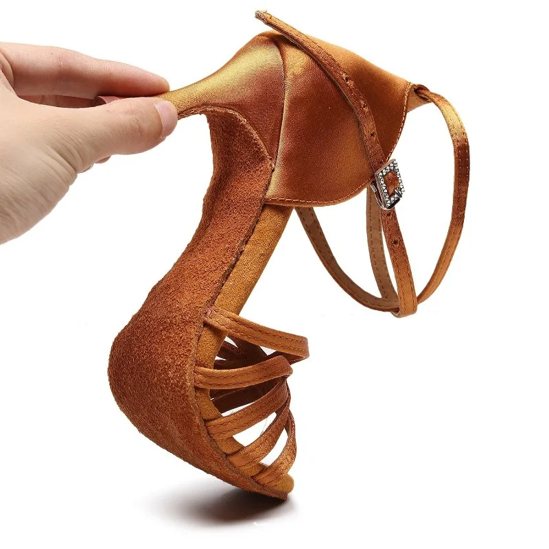 7.5/5.5CM Women Latin Dance Shoes Girls Ballroom Latin Dance Shoes Ladies Samba Dancing-Shoes Tango Performance Shoes Sandals
