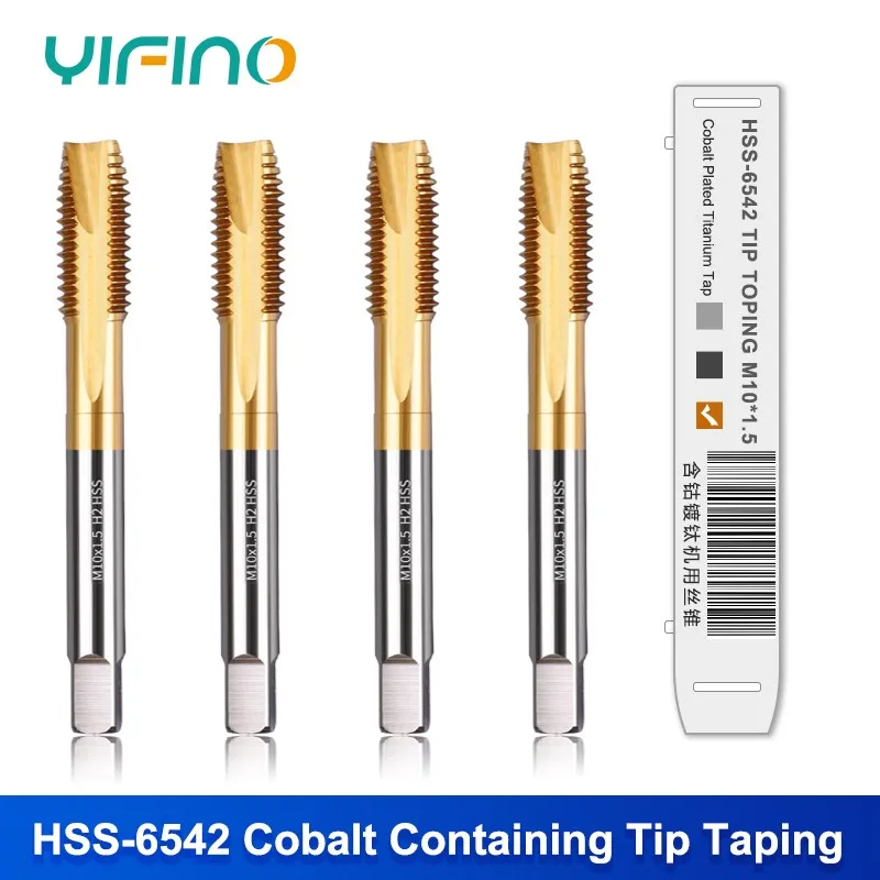 

YIFINO HSS-6542 Cobalt Containing Tip Taps Stainless Steel Special Titanium Plated Tapping Bit m3m4m5m6m8m10m20m34