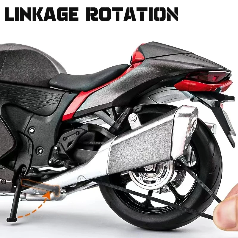 1:9 SUZUKI Hayabusa GSX-1300R Alloy Racing Motorcycle Model Diecast Metal Street Sports Motorcycle Model With Light Kid Toy Gift 5