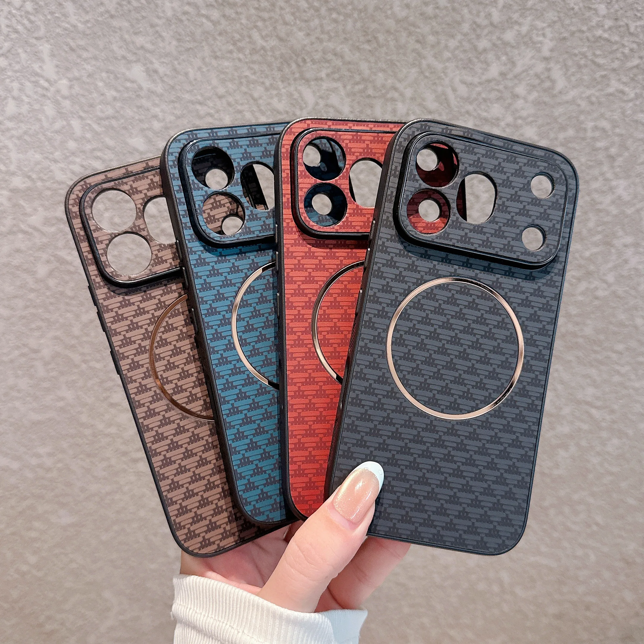 Exquisite Electroplated Circular Magnetic Anti-Fingerprint Phone Case