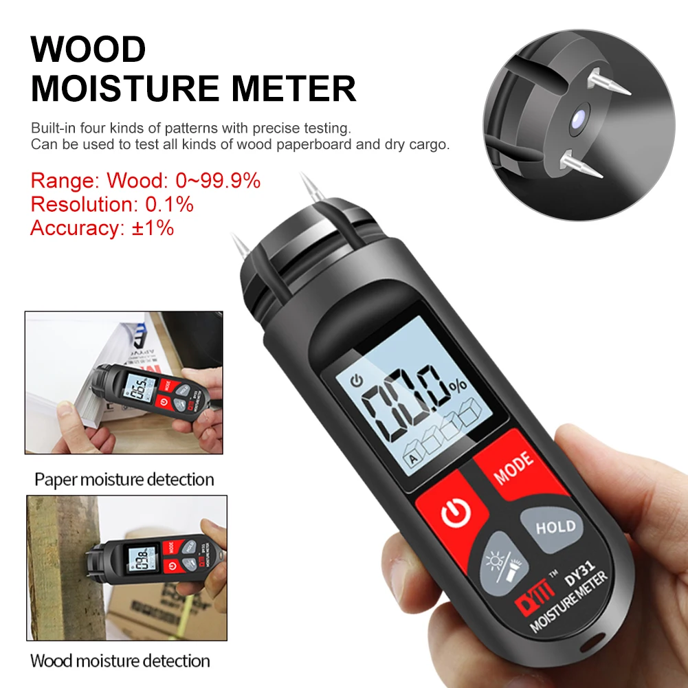 Handheld Wood Moisture Test Meter LCD Moisture Tester for Wood Moisture  Detector for Firewood Paper Humidity Measuring
