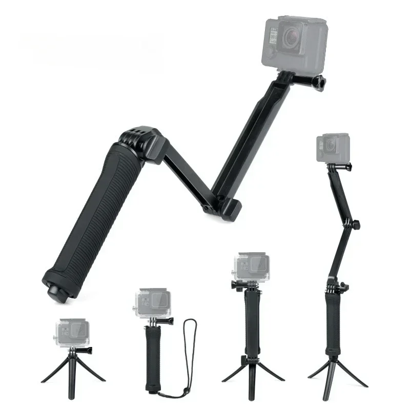 Description Picture 2 of itemFor GoPro Hero 11/10/9/8/DJI Osmo Action 3 Sports Camera Triple Folded Arm Selfie Stick Tripod Extension Bracket Accessories