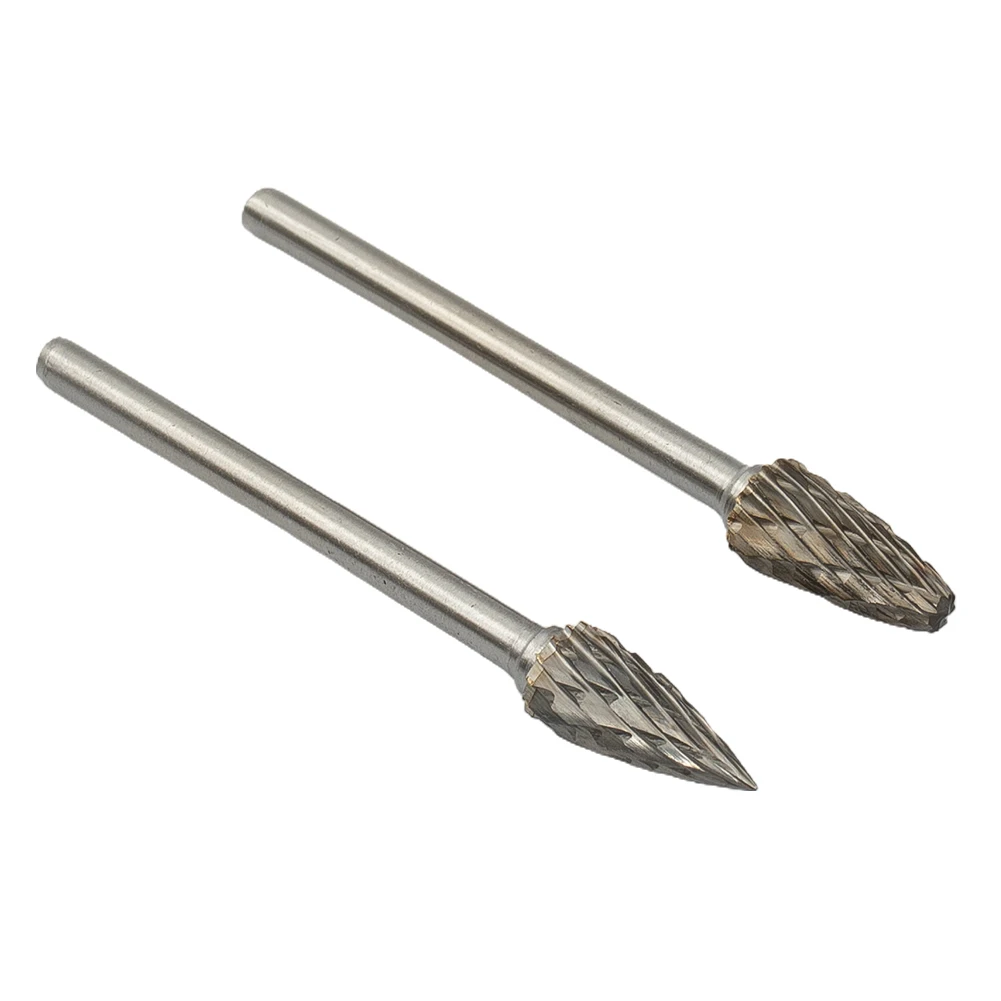 

Grinding Head Drill Bits 1/4 Inch Head 1/8 Inch Handle 10pcs Double Cut Head Silver Tungsten Steel Solid Carbide