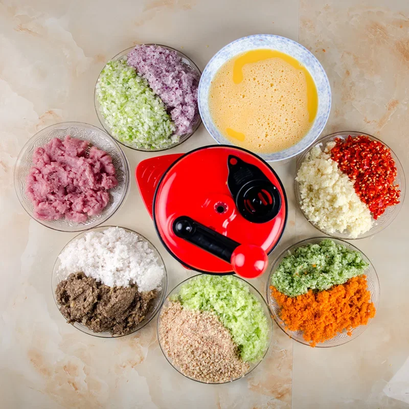 Food Processor 500ml-1.5L High-capacity Multi-function Kitchen Manual Food Processor Meat Grinder Vegetable Chopper Shredder Cutter Egg Blender