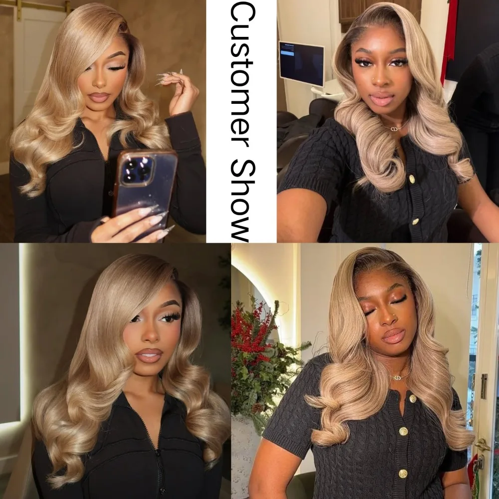 Body Wave Lace Front Wigs Human Hair for Women 13x4 Hd Ombre Brown Roots Ash Blonde Lace Front Wigs 180 Density 4