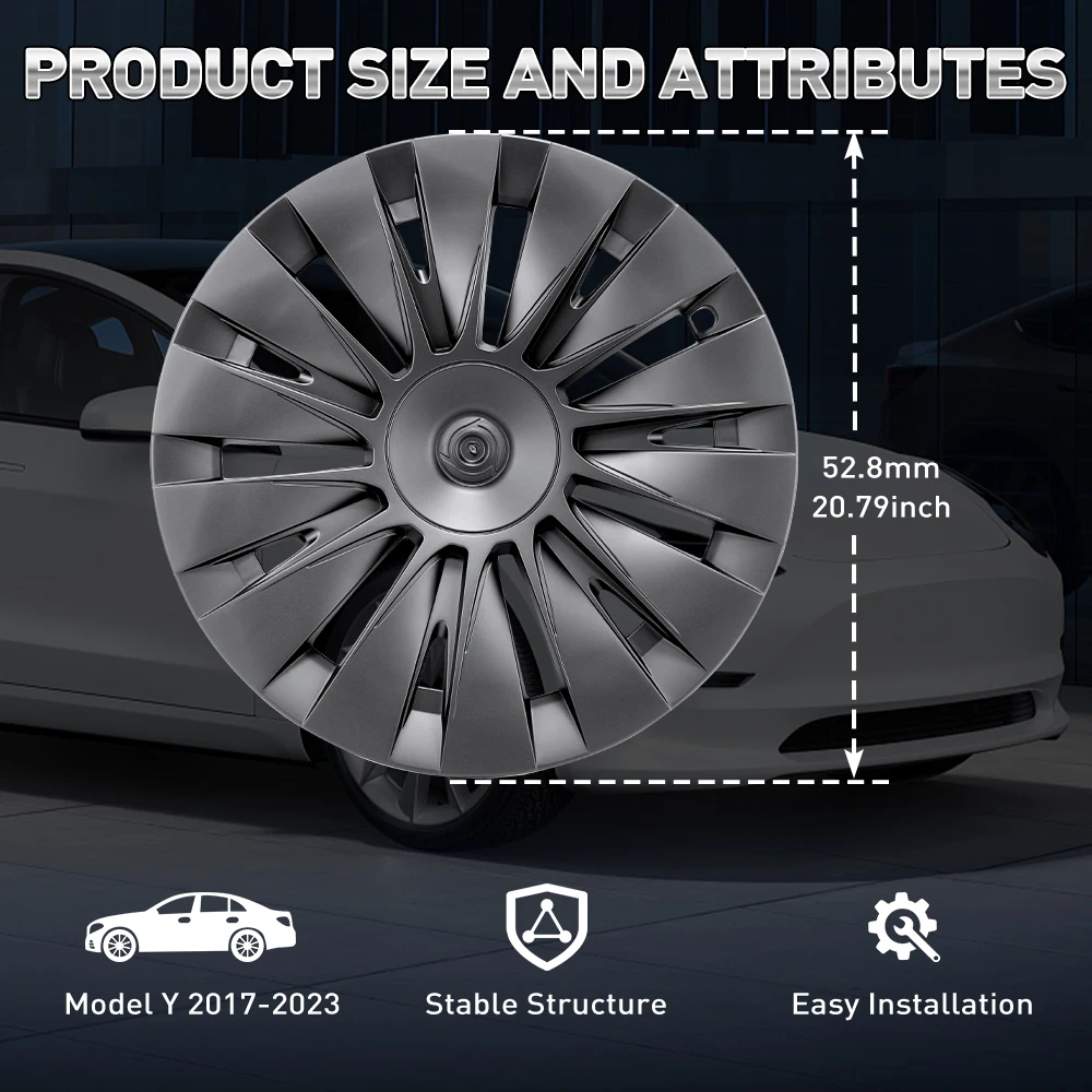 Wheel Cap 4PCS For Tesla Model Y 19 Inch Right&Left Hubcaps Cyclone Cover Wheel Cover Replacement Accessories wheel hub caps