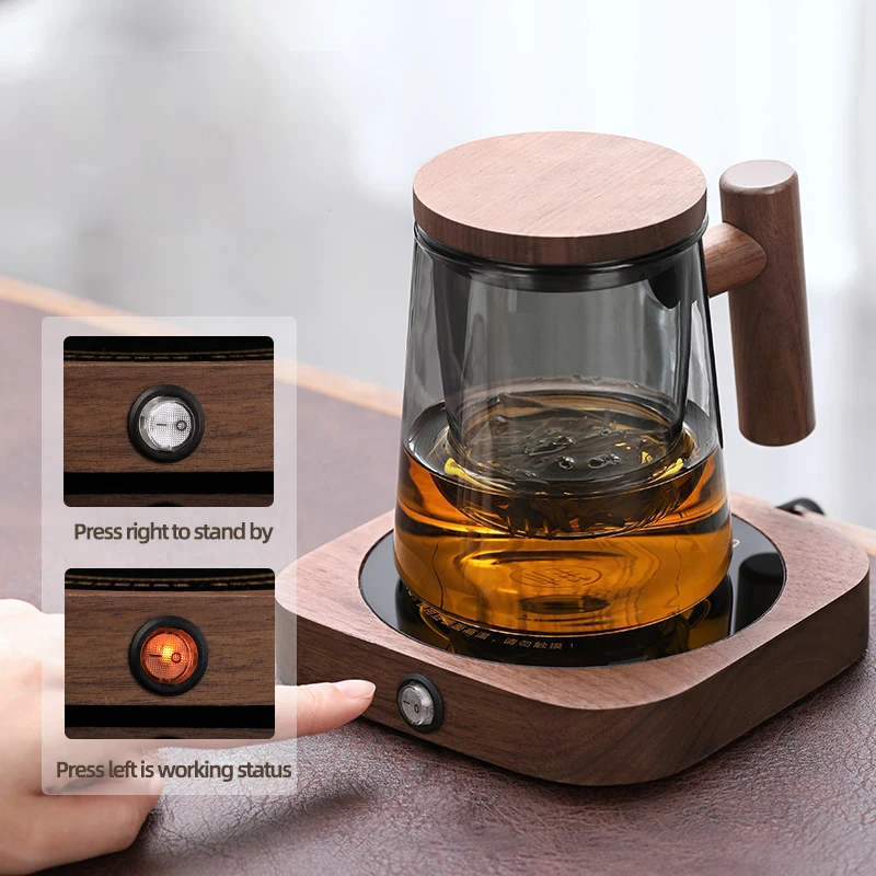 19W Cup Heater Mug Warmer 55°C Hot Tea Makers Warmer Coaster Cup Heaters Coffee Milk Tea Heating Pad 220V For Gift 3