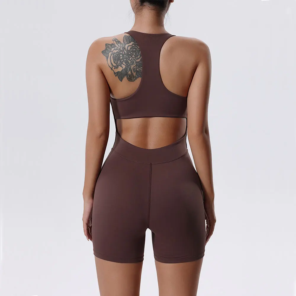 Summer Zipper Jumpsuits Yoga Bodysuit Women's Sportswear Yoga Set Gym Clothes Push-up Workout Tracksuit Dance Fitness Bodysuit 5