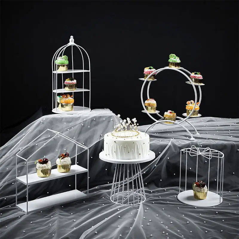 Metal European Stable Dessert Table Cake Topper Display Stand Tray Hand-welded Cold Meal Tea Break Cupcake Rack Home Decoration