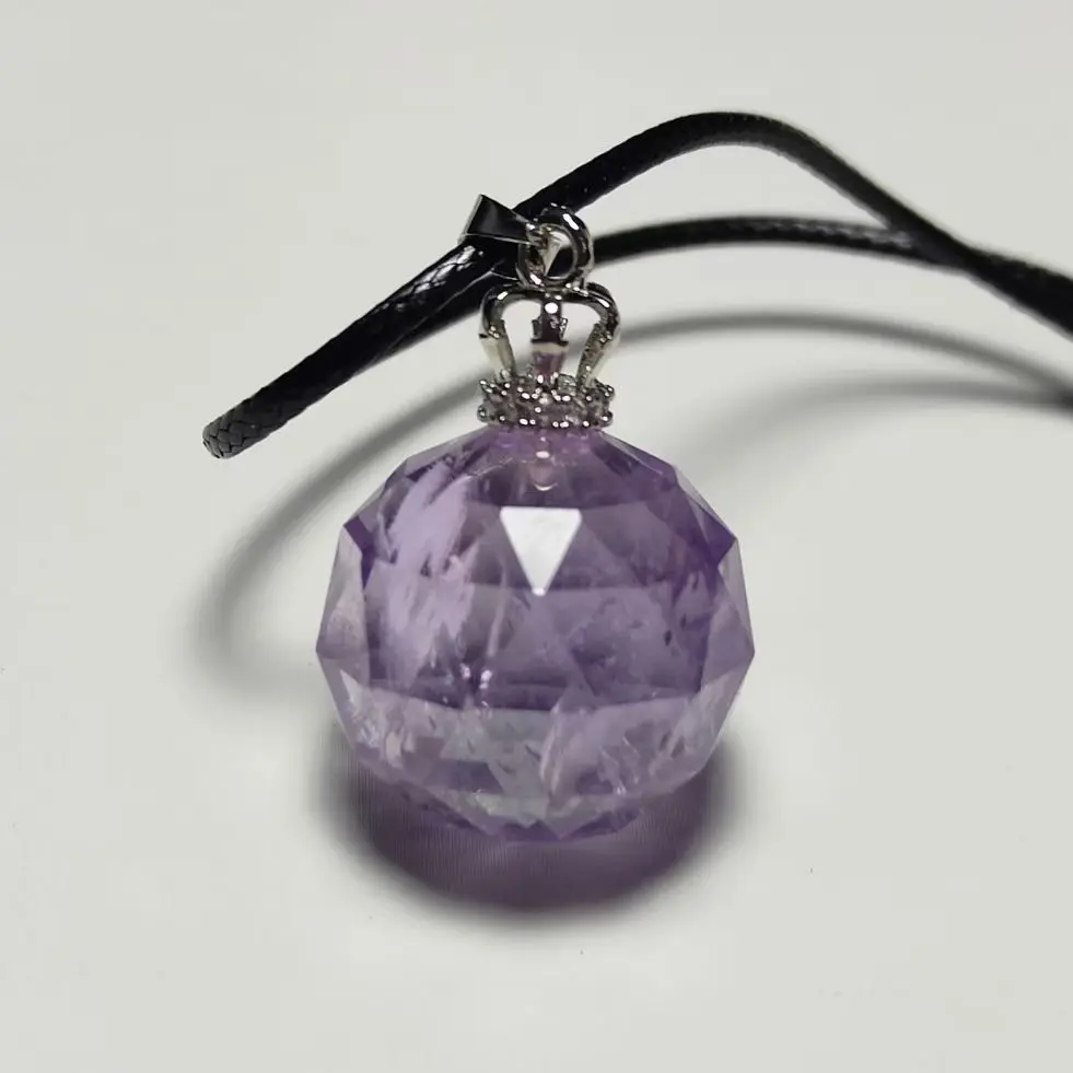 

2cm Natural Crystal Amethyst Pendant Fashion Simple Reiki Point Raw Gem Necklace Souvenir For Men Women Transfer ball Pendant