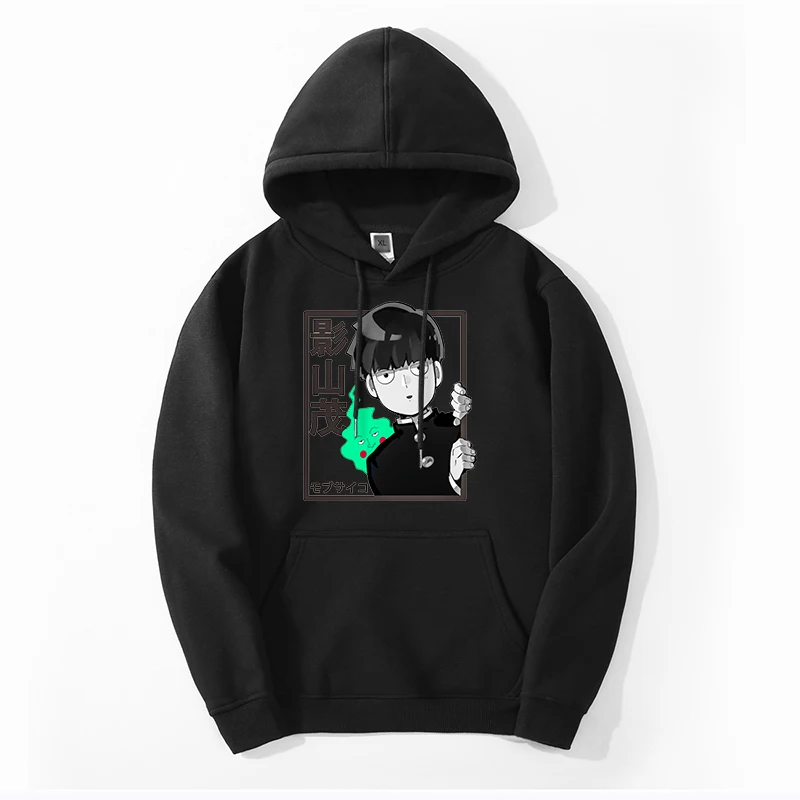 

2022 Winter Men Fashion Mobu Saiko Hyaku Print Hoodie Sweatshirt Japan Anime Harajuku Hooded Sweatshirts Print Sweatshirt