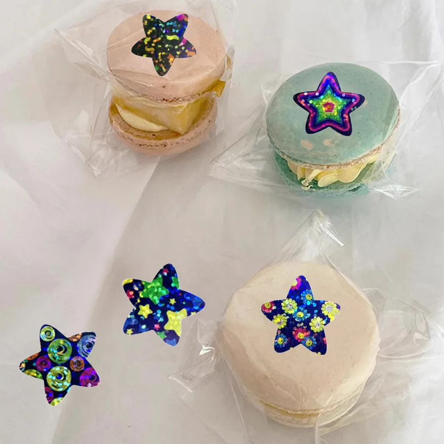 500pcs 2.5cm Colorful Holographic Star Stickers Roll - Kids Reward Chart DIY Decor Scrapbook Adhesive Labels Gift Toy Stickers