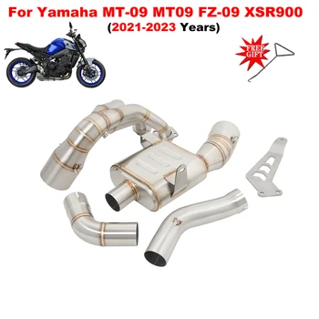 、Slip On For Yamaha MT-09 MT09 FZ-09 XSR900 2021 2022 2023 Motorcycle Exhaust Escape Systems Modify Front Link Pipe With Catalys